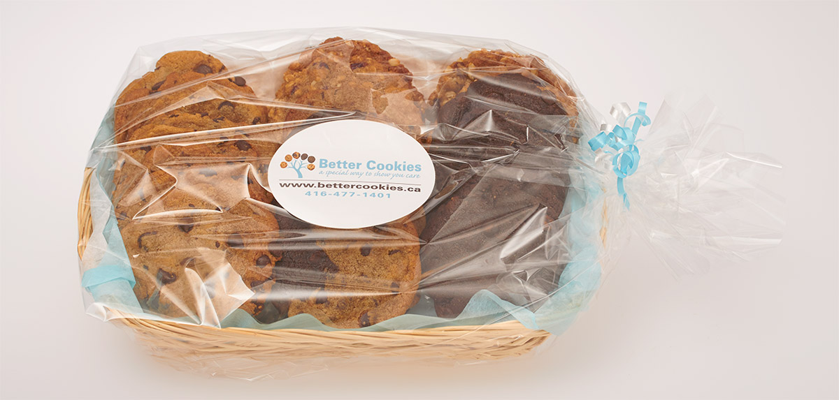 Gourmet Cookies in a Gift Basket ready for Cookie Delivery