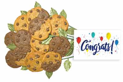 Balloons and Confetti Congrats Cookie Flower Bouquet
