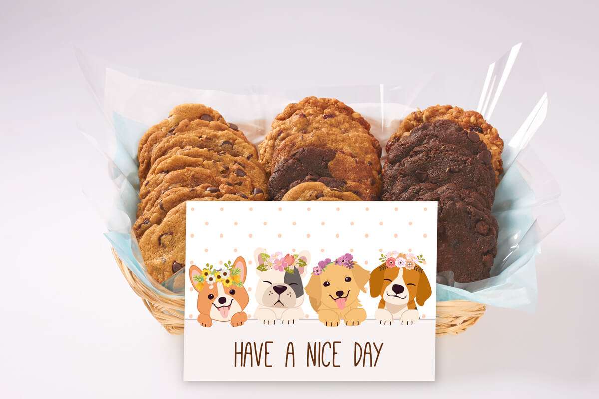4 Happy Dogs Have A Nice Day Cookie Basket