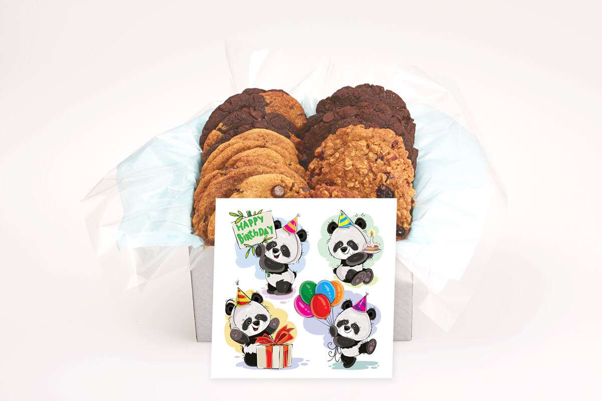 4 Happy Pandas Birthday Cookie Gift Box