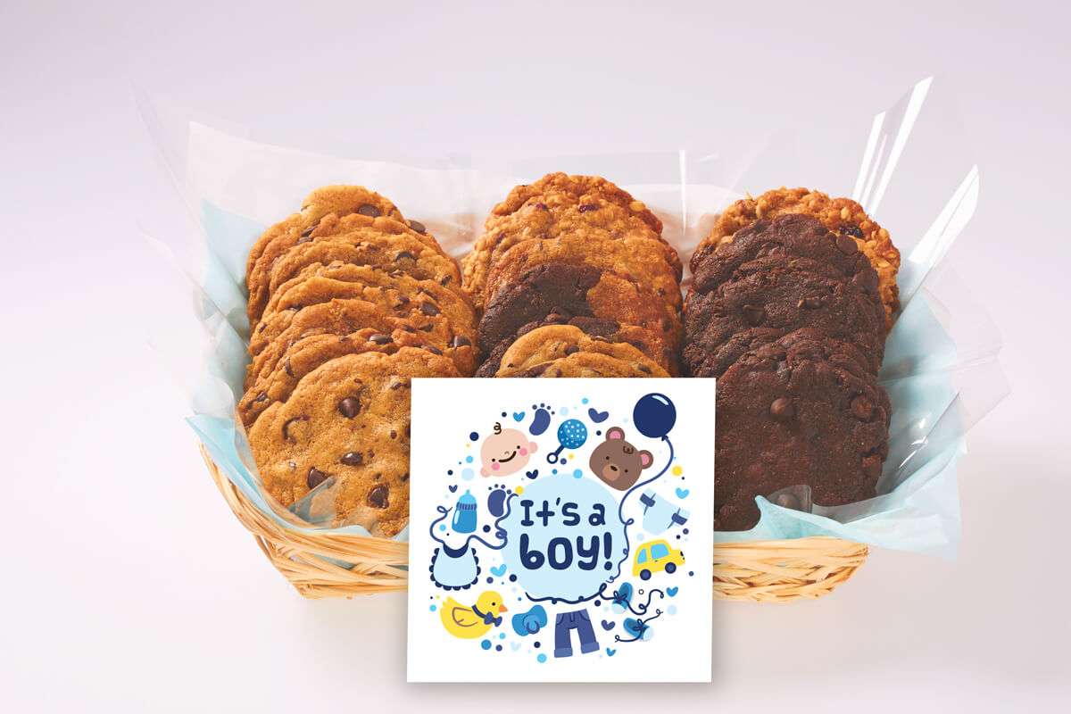Blue Baby Boy Cookie Gift Basket