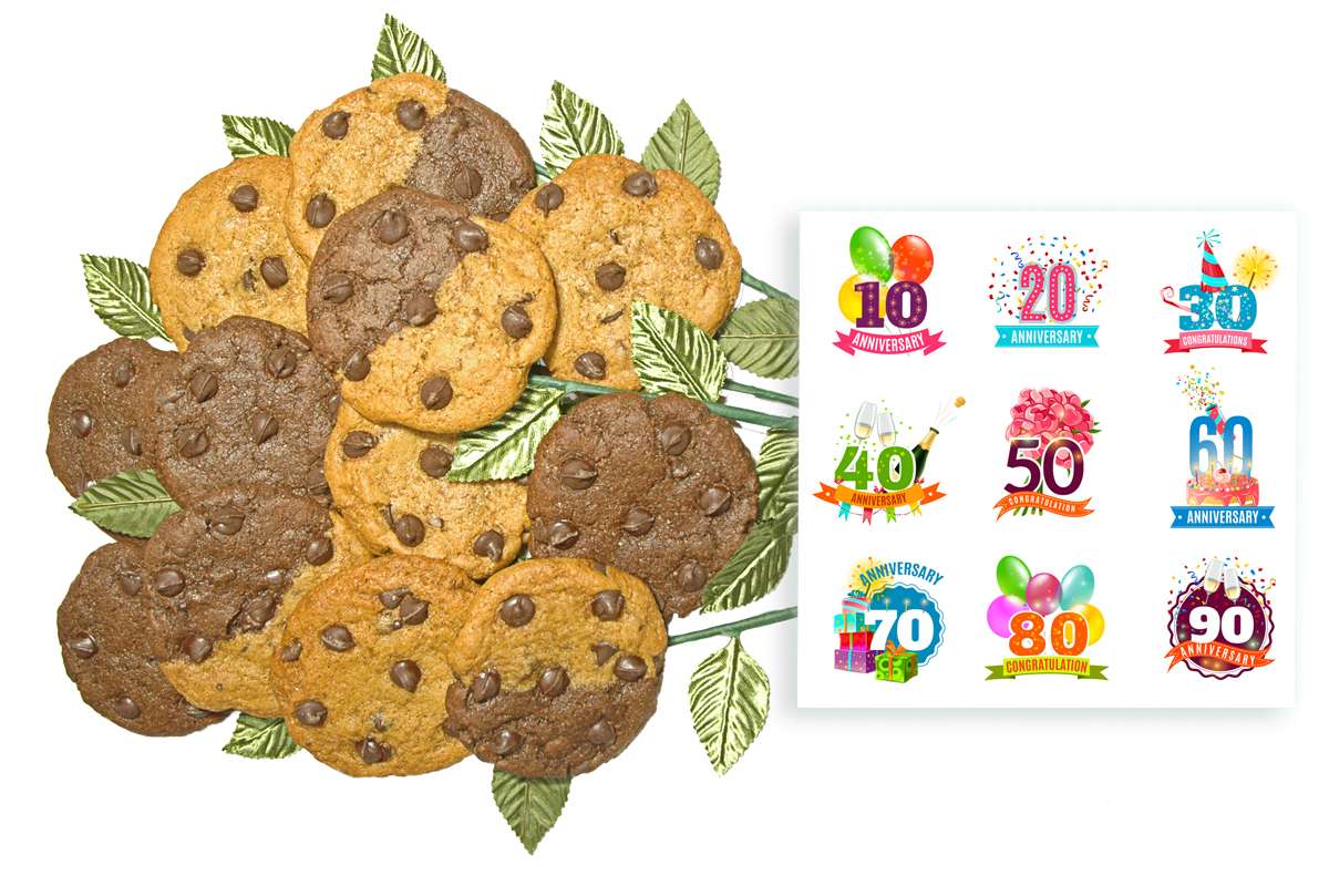 Fun Anniversary Numbers Cookie Flower Bouquet