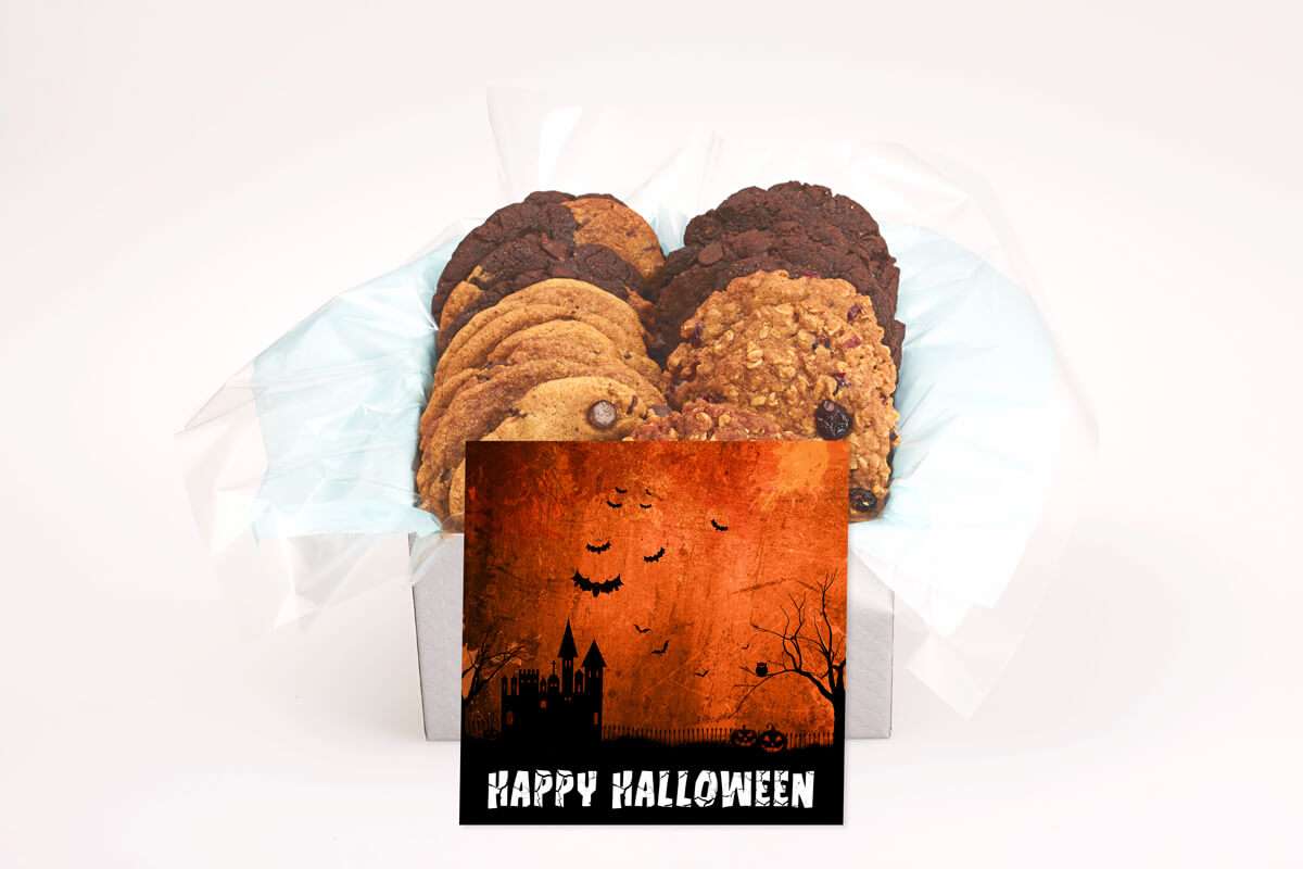 Happy Halloween Bats and Castle Cookie Gift Box