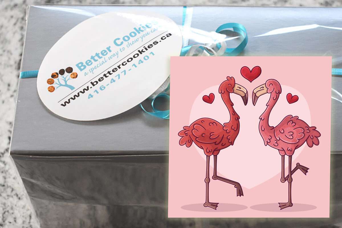 Two Pink Flamingos in Love Small Cookie Box